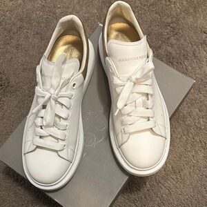 Alexander McQueen White and Gold Sneakers